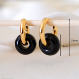 Black onyx hoop earrings