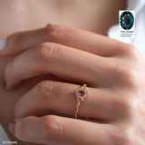 Dainty alexandrite ring, Genuine oval alexandrite ring, Natural alexandrite jewelry, Minimalist gold color ring, Silver Ring, Gifts for her