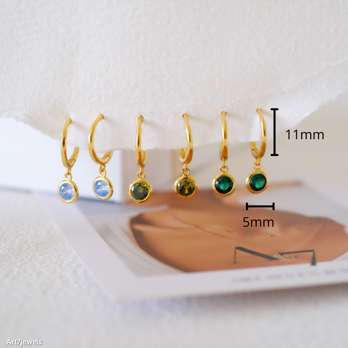 Dainty Aquamarine huggie earrings, Tiny aquamarine hoop earrings, March birthstone, Sterling Silver Birthstone earrings, Gifts for her