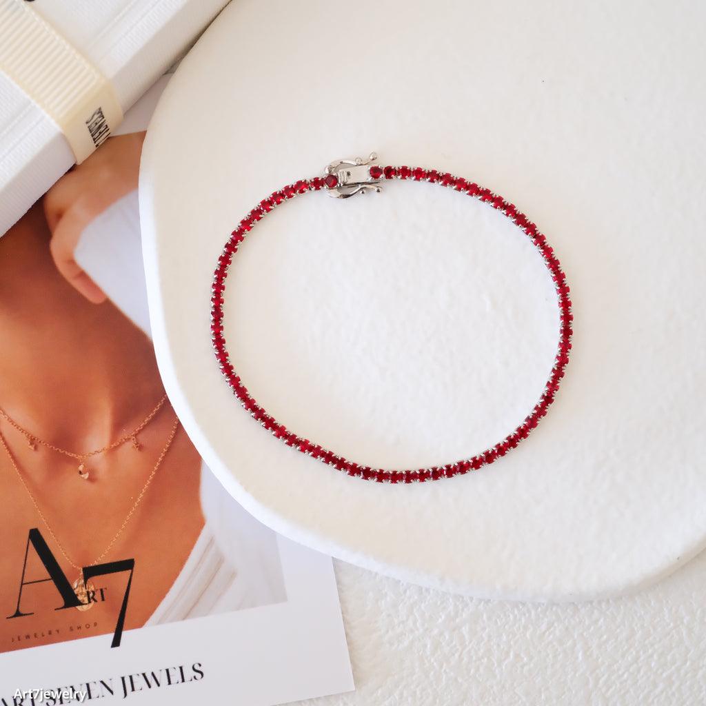 Dainty Ruby tennis bracelet
