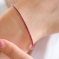 Dainty Ruby tennis bracelet, Minimalist ruby bracelet, Silver red bracelet, 2mm thin tennis bracelet, Gifts for her