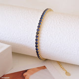 Dainty blue sapphire cz bracelet, 3mm tennis bracelet, Gifts for her, Unisex bracelet