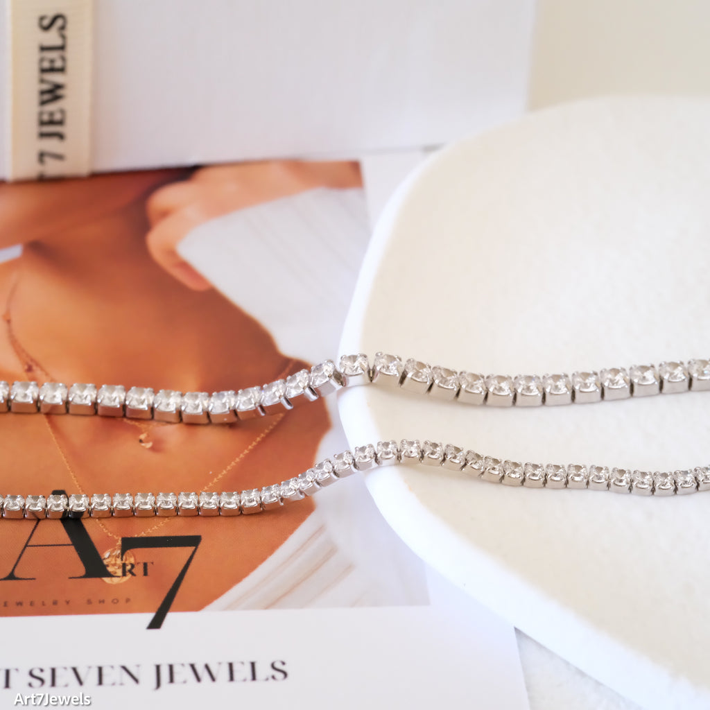 Minimalist white tennis bracelet, Birthday gifts