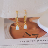 Opal huggie hoop earrings, Sterling silver earrings, Gift for her