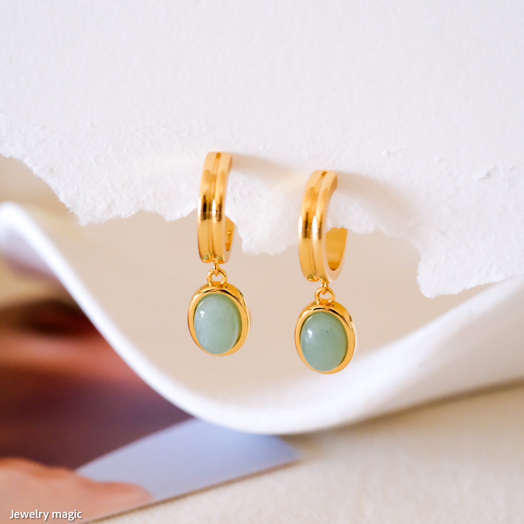 Dainty jade hoop earrings