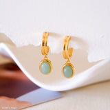 Dainty jade hoop earrings