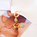 Jade dangle earrings, Gemstone hoop earrings, Gifts for her