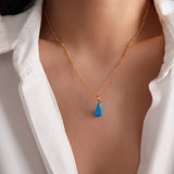 Dainty gold turquoise necklace, Pointed cut turquoise pendant, Minimalist unique necklace, Christmas gifts, Gifts for her