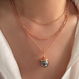 Double chain necklace set, Layered Necklace Set, Paperclip & Dainty chain necklace, 925s silver necklace, gifts for her