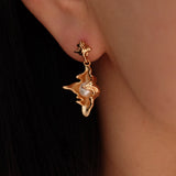 18k gold Conch earrings with freshwater pearls, Seashell earrings