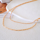 Double chain necklace set, Layered Necklace Set, Paperclip & Dainty chain necklace, 925s silver necklace, gifts for her