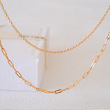 Double chain necklace set, Layered Necklace Set, Paperclip & Dainty chain necklace, 925s silver necklace, gifts for her