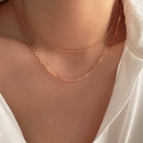 Double chain necklace set, Layered Necklace Set, Paperclip & Dainty chain necklace, 925s silver necklace, gifts for her