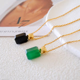 Dainty rectangular black onyx necklace, 18k gold black stone necklace, Minimalist Perfume bottle necklace, Silver necklace, Gift for her