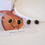 Oval Onyx Stud Earrings