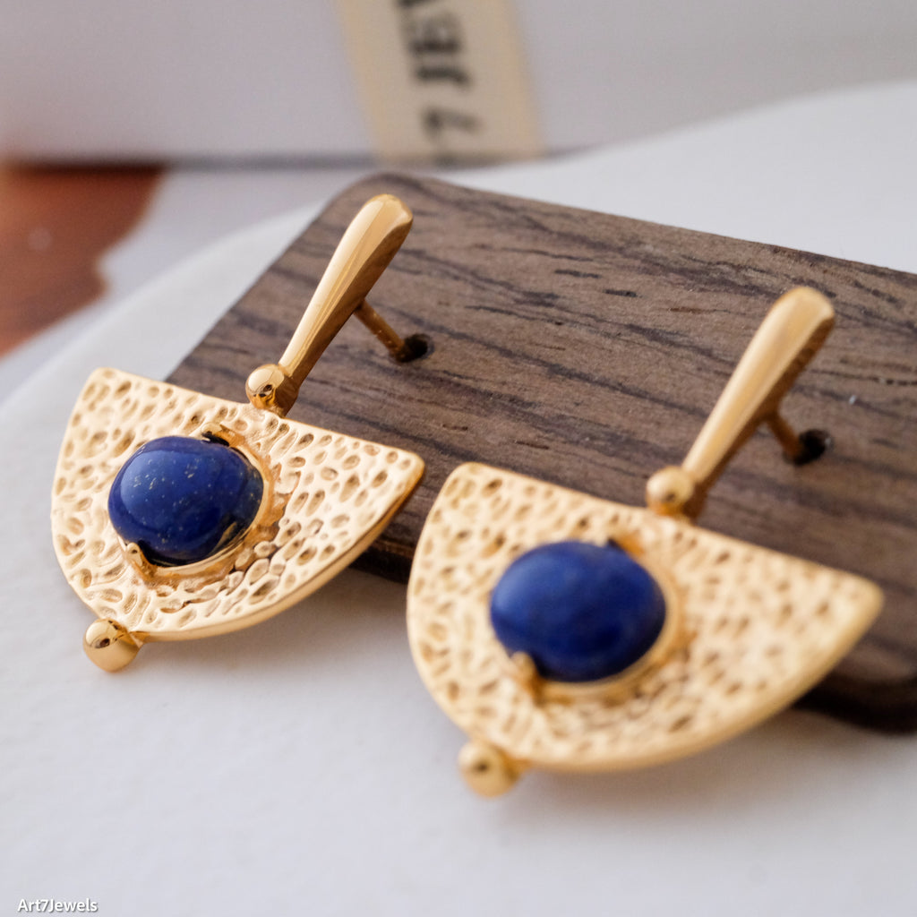 Filigree fan earrings, Boho earrings, Gift for Her, Blue earrings, Anniversary gift