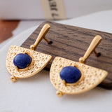 Filigree fan earrings, Boho earrings, Gift for Her, Blue earrings, Anniversary gift