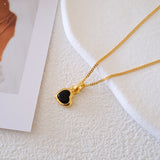 Dainty heart black onyx necklace, Minimalist heart pendant necklace, Tiny pendant necklace, Necklace for women, Gifts for her