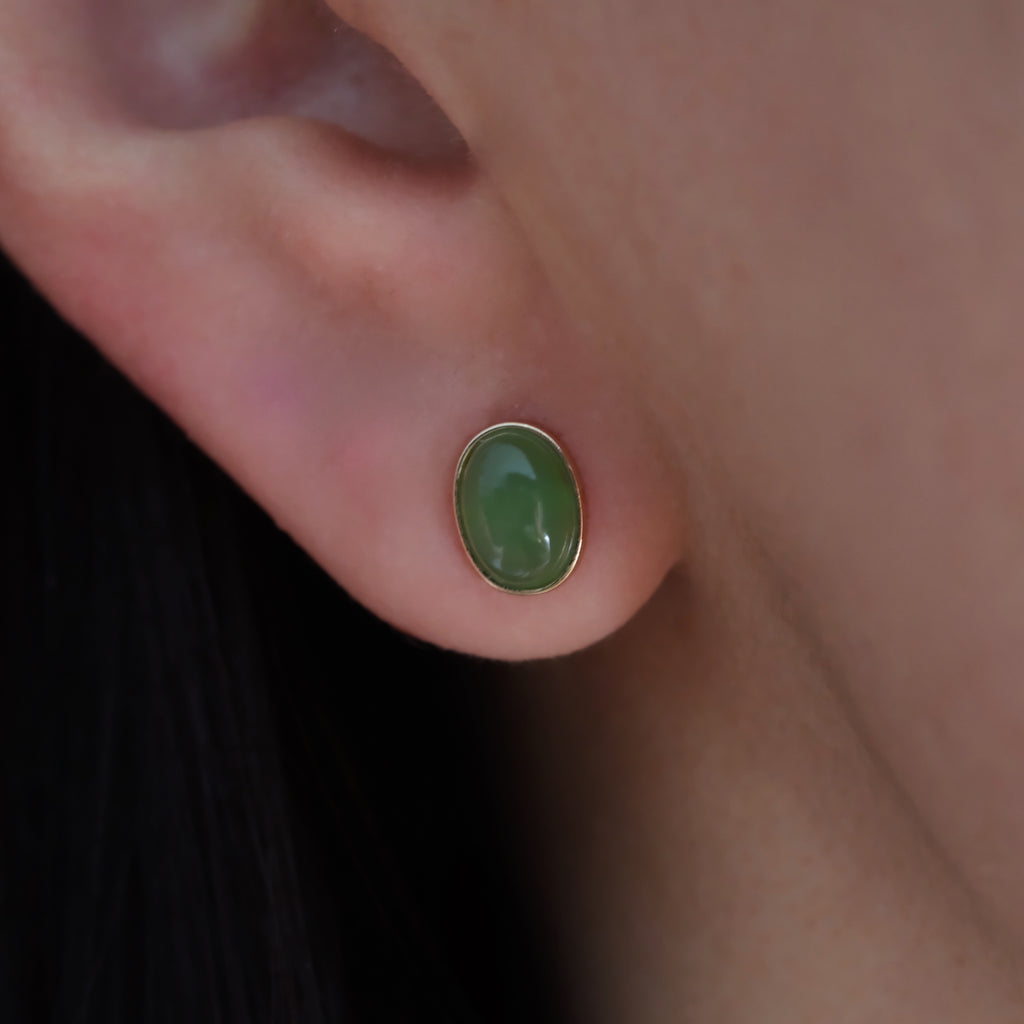 Genuine jade earrings, Green gemstone earrings, Silver earrings, Gift for her, Valentine gift