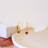 Minimalist gemstone huggie earrings, Birthstone earrings, Gift for her, Christmas gift