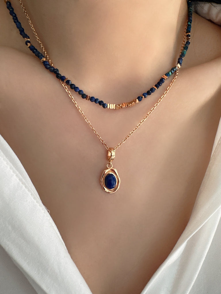Dainty Lapis lazuli pendant, Lapis lazuli necklace,