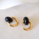 Black onyx hoop earrings
