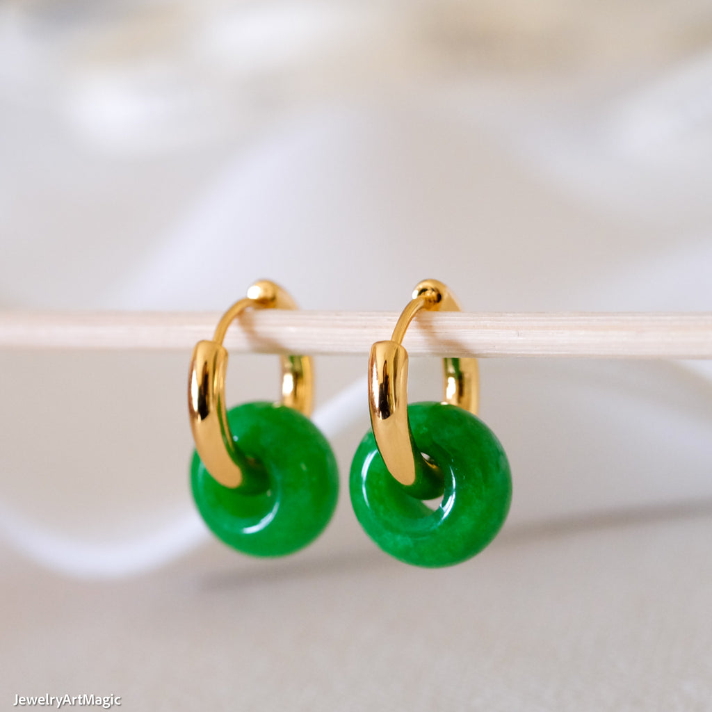 Jade hoops earrings