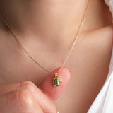 Dainty baguette peridot necklace