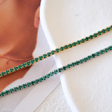 14k gold emerald tennis bracelet, Dainty emerald cz bracelet, 2mm tennis bracelet, Gifts for her, Christmas gifts