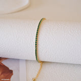 14k gold emerald tennis bracelet, Dainty emerald cz bracelet, 2mm tennis bracelet, Gifts for her, Christmas gifts