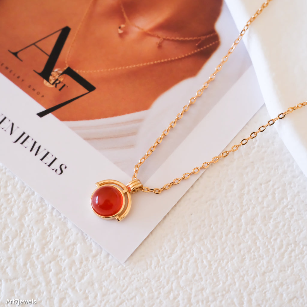 Minimalist gold carnelian necklace
