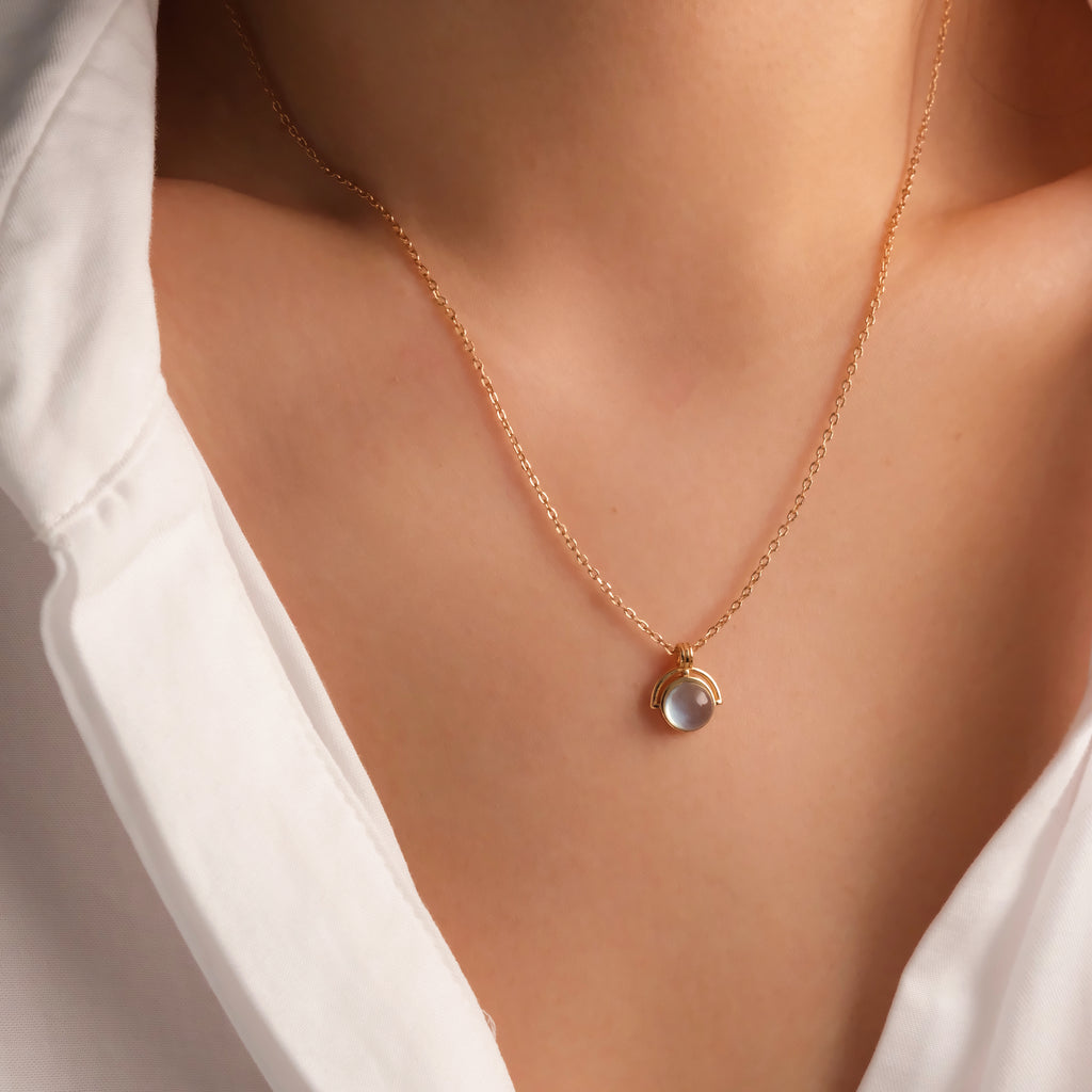 Blue aquamarine pendant, Gemstone necklace, Birthstone necklace, Silver necklace, Gift for her