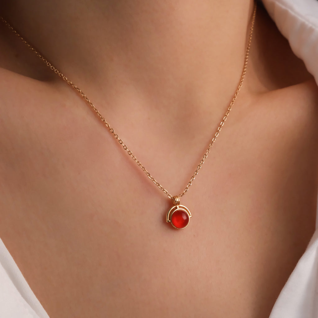 Red carnelian pendant,  Red gemstone necklace,  Silver necklace, Gift for her