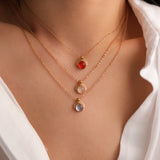 Minimalist gold carnelian necklace, Red carnelian pendant,  Red gemstone necklace,  Silver necklace, Gift for her