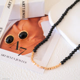 Dainty gold onyx jewelry set