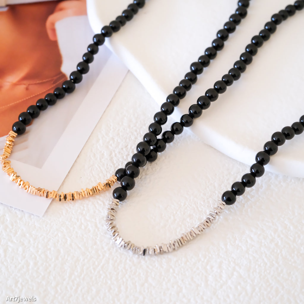 black onyx beaded choker necklace