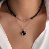 silver onyx necklace jewelry set
