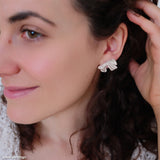 Silver bow earrings