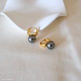 Elegant Gold and Gray Tahitian Pearl Earrings