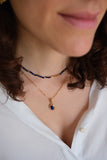 Lapis lazuli necklace, Gemstone pendant with different chain options, Silver necklace, Gift for her