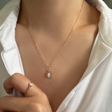 White opal pendant, Minimalist gold necklace, 925 sterling silver necklace, Gift for her