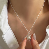 Natural pearl necklace, Flowing Silver Necklace, Gift for her