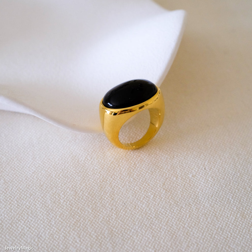 Chunky black onyx ring