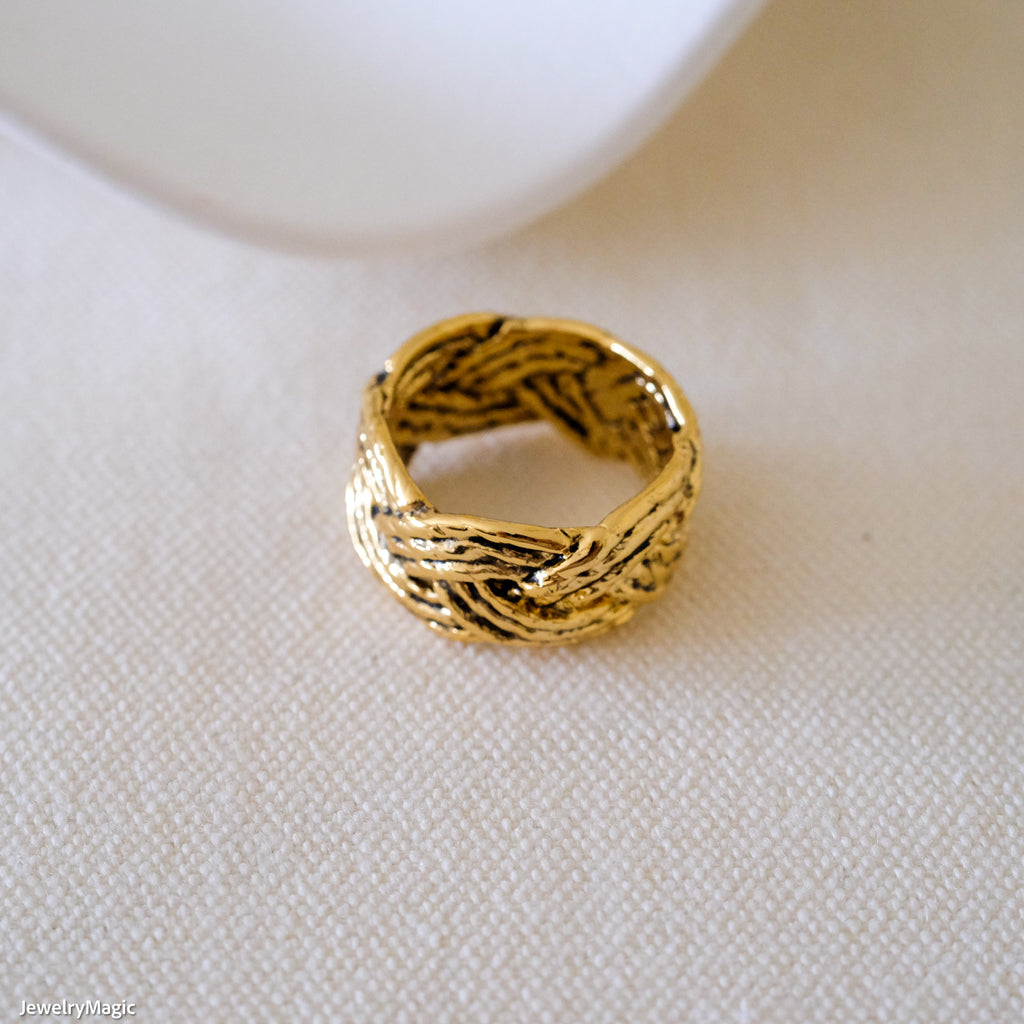Chunky gold ring, Thick band ring, Wide band ring, Gifts for her