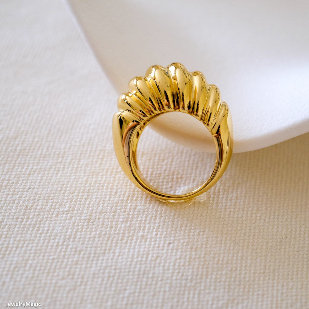 Chunky gold ring, Thick band ring, Gifts for her