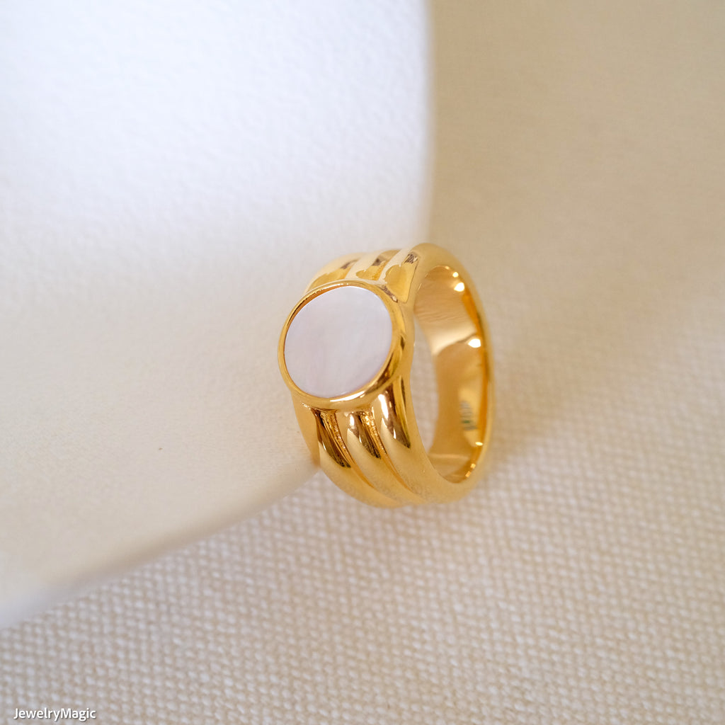 18k gold plated ring, Signet ring, Statement ring, Gifts for her