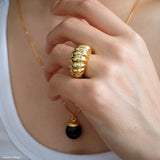 Twisted Dome Ring, Croissant Ring, Chunky gold ring, Thick band ring, Gifts for her