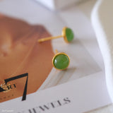 Tiny jade stud earrings, Natural jade earrings, Green gemstone earrings, Cute earrings, Silver earrings, Gift for her,