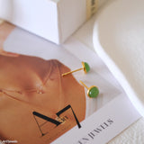 Natural jade earrings, Green gemstone earrings, Cute earrings, Silver earrings, Gift for her,