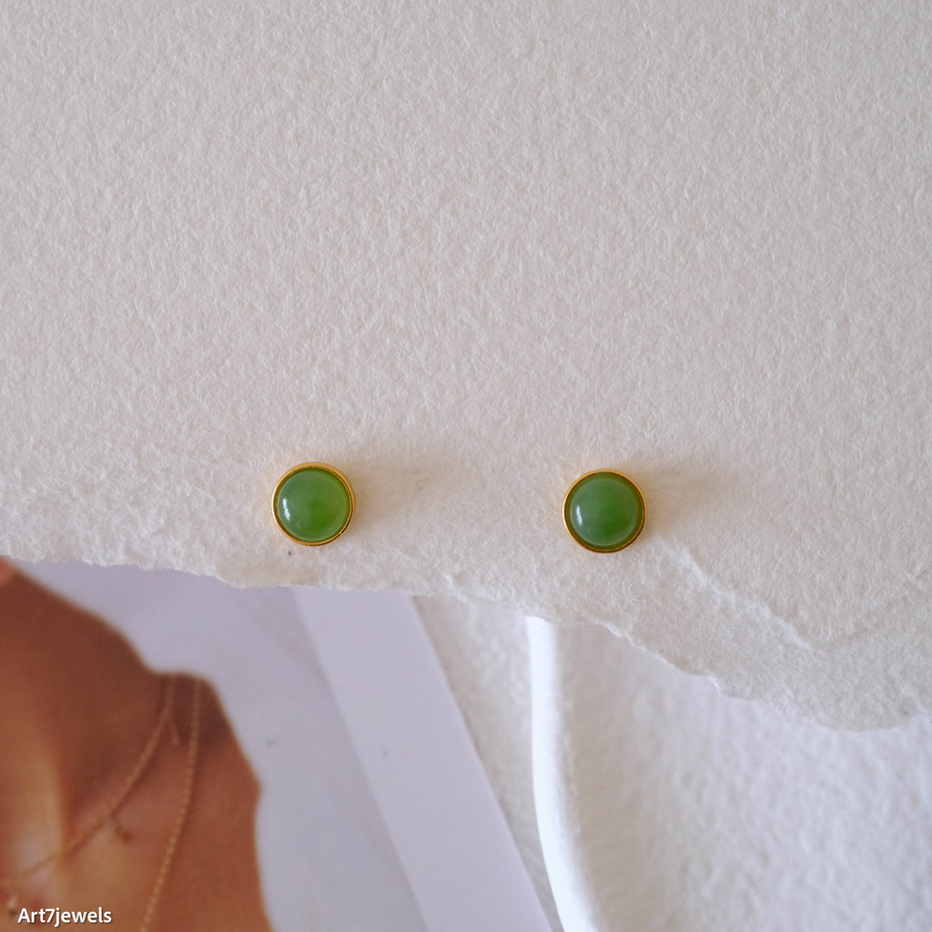 Tiny jade stud earrings